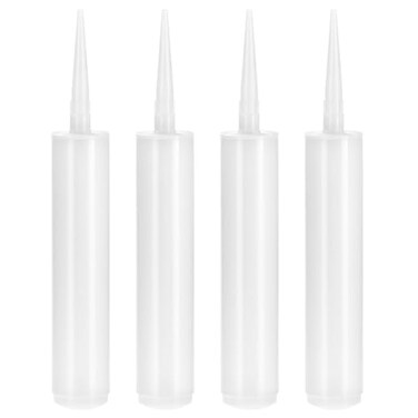 QWORK Empty Caulking Sealant Tubes 11 Oz Capacity Each 4 Pack Reusable Plastic for Standard Caulking Guns