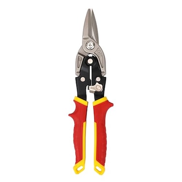 HURRICANE 10 Inch Aviation Tin Snips Premium CRMO Blade Straight Cut Metal Shears HighLeverage for Sheet Metal HVAC Gutter and DIY Projects with Safety Lock Comfort Grip Handle