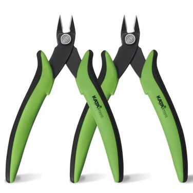 KATA 2PC Micro Flush Cutters 5Inch Precision Wire Cutter AntiSlip Side Cutting Pliers for Electronics Zip Ties Copper Wire