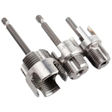 Eyech 3PCS PVC Pipe Threader Kit 12 34 1 NPT Internal External Pipe Thread Cutting Tool Pipe Threader Drill Attachment Plastic PVC PPR Pipe Threading Tool Set
