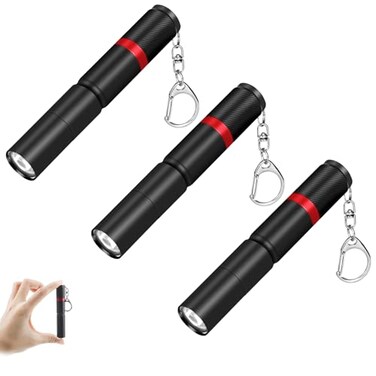 Hilngav 3 Pack Small Mini LED Keychain Flashlight Single Mode AAA Battery Flashlights Portable Bulk EDC Everyday Carry Pen Flash Light Key Chain Pen Flashlights for Work Emergency Pocket
