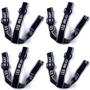 RecDec 4 Pack Headlamp Strap Replacement Headband Head Lamp Elastic Head Band Belt for LED Headlamps Flashlight Rechargeable HandsFree Headlight Bike Front Light