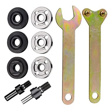 Eyech Drill Angle Grinder Adapter 6mm 10mm Arbor Mandrel Adaptor with 2 Spanner Wrench and 3 Set Flange Nut Parts Set Electric Drill Conversion Angle Grinder Connecting Rod Kit