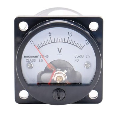 Baomain Round Analog Dial Panel Meter Voltmeter Gauge SO45 DC 015V Class 25