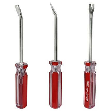 Bonsicoky 3 Pcs Tack Lifter Nail Puller Elbow Head V Tip Nail Staple Rivet Tack Puller Screwdriver Tool Length 74