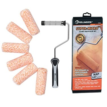 ROLLINGDOG Mini Roller 4 Inch Jumbo Microfiber Small Paint Roller Covers 38 Nap