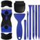Tallew 9 Pcs Plastic Scraper Tool Sticker Plastic Razor Blade Scraper Plastic Pick Plastic Non Scratch Tool Putty Knife for Window Floor Label Removal Paint CleaningDark Blue