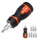ValueMax 8in1 Stubby Ratcheting Screwdriver Multibit Screwdriver Quickload Mechanism Adjustable Magnetic Tool with Phillips Slotted Torx Screw Driver Bits and 14 Nut Driver