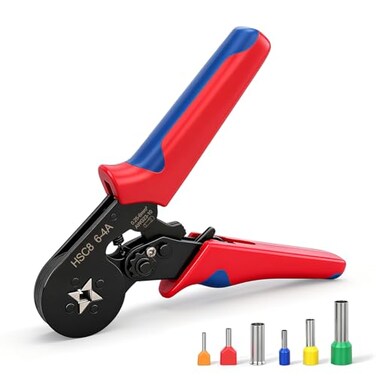 Baomain HSC8 64 SelfAdjustable Crimping Tool Square 4Sided Crimps for 2310 AWG Ferrules Wire Cable End Sleeves red