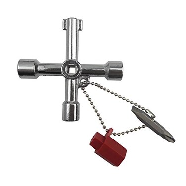 4 in 1 Universal Cross TriangleSquareRound Key 4 Ways Multifunction Alloy Key Wrench for Train Electrical Elevator Cabinet Valve 4 in 1 Key
