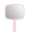 PROTECLE Large Hand Mirror Salon Barber Hairdressing Handheld Mirror with Handle Square Pink 103x74