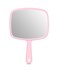 PROTECLE Large Hand Mirror Salon Barber Hairdressing Handheld Mirror with Handle Square Pink 103x74