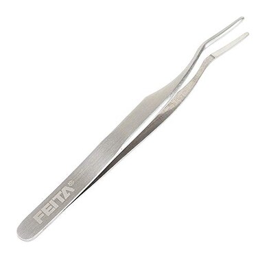FEITA False Eyelash Applicator FEITA Professional Curved Eyelashes Extension Tweezer for Easy Lashes Application and Removal Silver 1Pc