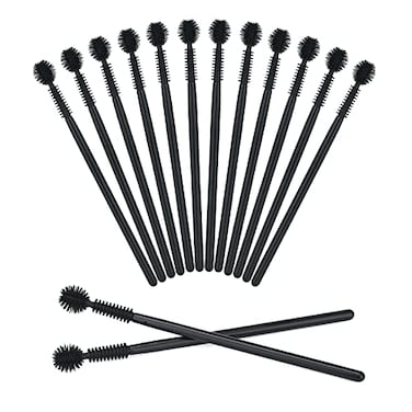 G2PLUS 50PCS Silicone Eyelash Brushes Black Disposable Mascara Wands Adjustable Ball Shape Eyelash Spoolies Eyebrow Brushes for Eyelash Extension and Makeup