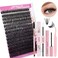 FADLASH DIY Lash Extension Kit Individual Lashes Cluster D Curl Eyelash Extension Kit D Curl Lash Clusters Lash Applicator Tool for Self Application at HomeKIT 50DD1218mm