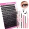 FADLASH DIY Lash Extension Kit Individual Lashes Cluster D Curl Eyelash Extension Kit D Curl Lash Clusters Lash Applicator Tool for Self Application at HomeKIT 50DD1218mm