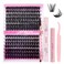 FADLASH DIY Lash Extension Kit Individual Lashes Cluster D Curl Eyelash Extension Kit D Curl Lash Clusters Lash Applicator Tool for Self Application at HomeKIT 80D100DD1218mm