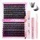 FADLASH DIY Lash Extension Kit Individual Lashes Cluster D Curl Eyelash Extension Kit D Curl Lash Clusters Lash Applicator Tool for Self Application at HomeKIT 80D100DD1218mm