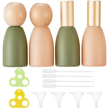 Qeuly 10ml Glass Roller Bottles 4 Pack Essential Oils Rollon Bottles with Stainless Steel Roller Balls for Aromatherapy and Perfumes