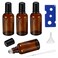 HEYLEAYAR 30ML Roller Bottles for Essential Oil 4 Pack Empty Amber Glass Roller Bottle for Perfume Oil Roll on Bottles with Stainless Steel Roller Balls Opener Funnel and Dropper