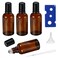 HEYLEAYAR 30ML Roller Bottles for Essential Oil 4 Pack Empty Amber Glass Roller Bottle for Perfume Oil Roll on Bottles with Stainless Steel Roller Balls Opener Funnel and Dropper