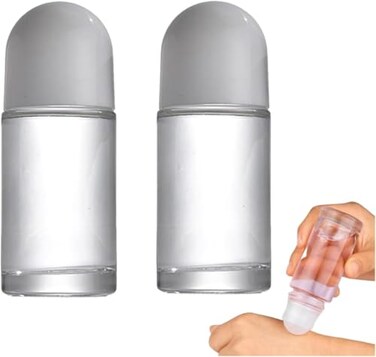 Czhotg White 50ML Glass Empty Roller Bottles with Plastic Roller Ball Deodorant Roll On Containers Leak Proof Massage Ball Bottles with Cap for Essential Oil Perfume Cosmetics 2Pcs