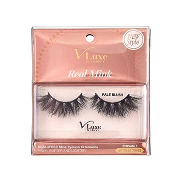 iENVY False Eyelashes Real Mink Lashes Dramatic Long Eyelashes Pale Blush
