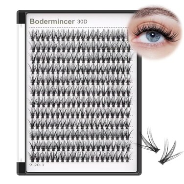 Bodermincer 7D10D20D30D40D50D60D80D100D Lash Cluster 240pcs D Curl Individual Cluster Eyelashes Fluffy False Eyelashes Extension Lash Cluster DIY at Home 30D9mm