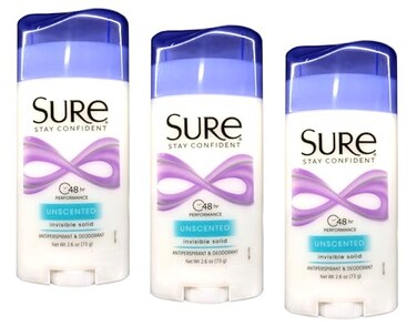 Sure Deodorant 26oz Invisible Solid Unscented Pack of 3