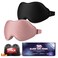 FACEMOON Sleep Eye Mask Black Out Lightweight Side Sleep 3D Contoured for Lash Extensions Zero Eye Pressure Adjustable Strap Washable Cloud Black Cloud Pink