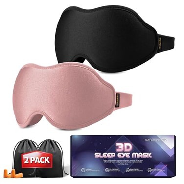 FACEMOON Sleep Eye Mask Black Out Lightweight Side Sleep 3D Contoured for Lash Extensions Zero Eye Pressure Adjustable Strap Washable Cloud Black Cloud Pink