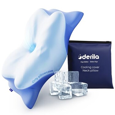 Derila Ergo Pillowcase Cervical Neck Pillow for Sleeping Pillow Case Contour Memory Foam Pillows for Back Side Sleeper Pillowcase 2125 X 1417 X 472 in Pillow Case Only