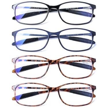 DOOViC Computer Reading Glasses 4 Pack Blue Light Blocking Readers for Women Men TR90 Flexible Lightweight Glasses 150