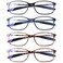 DOOViC Computer Reading Glasses 4 Pack Blue Light Blocking Readers for Women Men TR90 Flexible Lightweight Glasses 150