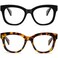 REAVEE 2 Pack Retro Oversized Reading Glasses for Women Men Blue Light Blocking Computer Readers Stylish Spring Hinge Black Brown Leopard 10x