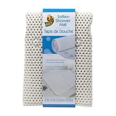 Duck Brand Softex Shower Mat Machine Washable 21 X 21 Inches White Skid Resistant 285154