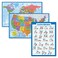 Palace Learning 3 Pack World USA Map Poster Set Blue Ocean Cursive Handwriting ABC Alphabet Chart LAMINATED 18 X 29