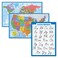 Palace Learning 3 Pack World USA Map Poster Set Blue Ocean Cursive Handwriting ABC Alphabet Chart LAMINATED 18 X 29