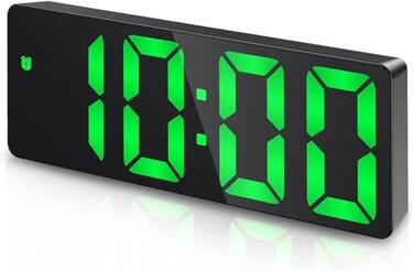 AMIR Alarm Clock LED Clock for Bedroom Electronic Desktop Clock with Temperature Display Adjustable Brightness 1224H Display for Home Plug Not Included