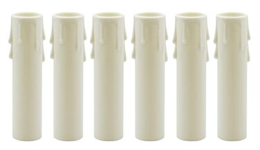 Creative Hobbies 4 Inch Tall Ivory Plastic Drip Look Candle Socket Covers for Chandeliers Candelabra Base 6 Pack