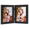 Frametory 5x7 Double Hinged Picture Frame with Glass Front Engineered Wood Two Photo Frame Collage for Vertical Display Side by Side Standing Frame Black 1 Pack