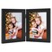 Frametory 5x7 Double Hinged Picture Frame with Glass Front Engineered Wood Two Photo Frame Collage for Vertical Display Side by Side Standing Frame Black 1 Pack
