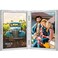 AEVETE 5x7 Picture Frames Double Hinged Wood Folding Photo Frames Vertical with Plexiglass Front Distressed White