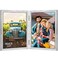 AEVETE 5x7 Picture Frames Double Hinged Wood Folding Photo Frames Vertical with Plexiglass Front Distressed White