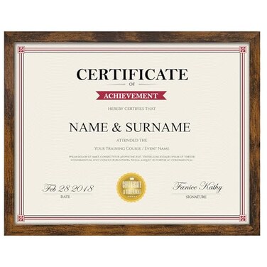 Giftgarden 85x11 Picture Frame Rustic Brown Certificate Award Document Diploma 85 by 11 Thin Frame for Wall Tabletop Display Single