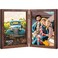 AEVETE 5x7 Picture Frames Double Hinged Wood Folding Photo Frames Vertical with Plexiglass Front Brown