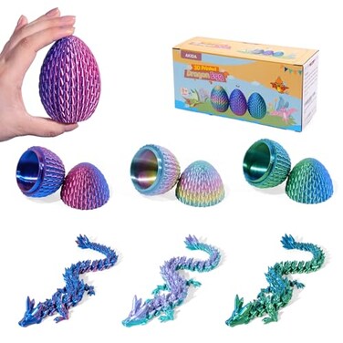 3 Pack Dragon Eggs with Dragon Inside Dragon Egg Fidget Toy 3D Dragon Eggs with Dragon Inside Mystery Dragon Egg 3D Printed Dragon Egg Stocking Easter Basket Stuffers