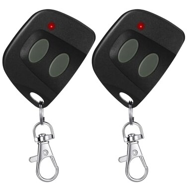 Kingdder 2 Pcs 10 Dip Switch Two Button Garage Door Remote Compatible with Multicode 300mhz 3089 3060 3070 3083 Gate Opener Remote with Keychain Control 2 Different Doors Simultaneously