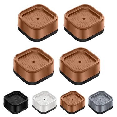 shouwuhho 4 Pack Furniture Risers Adjustable Bed Risers Heavy Duty Lifts Height 1 Square Stackable Bed Risers 1 2 or 3 Inch for Desk Leg Table Couch Sofa Chair Bed Frame Legs Dorm Brown