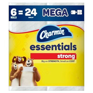 Charmin Essentials Strong Toilet Paper 6 Mega Rolls 429 sheets per roll